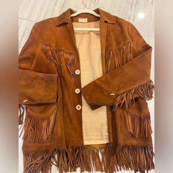 Vintage 60’s Brown Suede Western Fringe Jacket Sylvia Women Sz L Boho Hippie - Picture 4 of 16